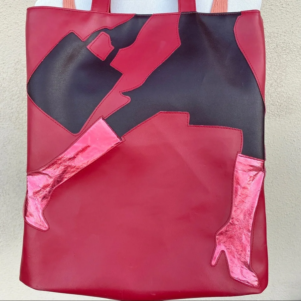 TRANSVERSION tote bag red shoulder purse vintage carry-on jet setter travel 70s